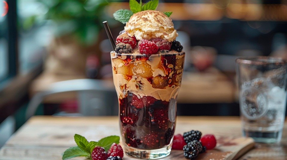 Butterscotch / Blackcurrant Shake with Ice Cream